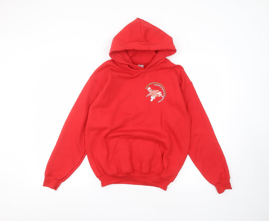 Gilden Girls Red  Cotton Pullover Hoodie Size L