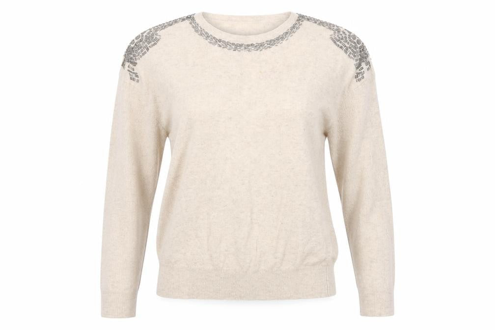 Derby Womens Beige Round Neck  Nylon Pullover Jumper Size L