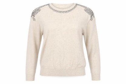 Derby Womens Beige Round Neck  Nylon Pullover Jumper Size L