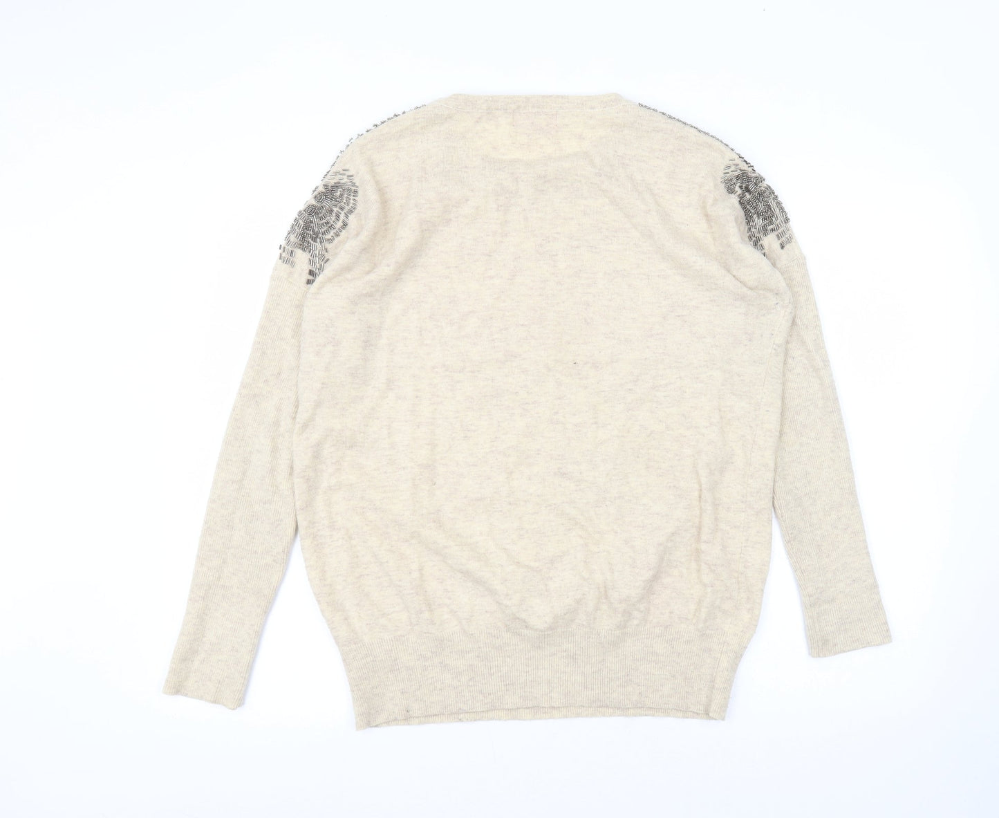 Derby Womens Beige Round Neck  Nylon Pullover Jumper Size L