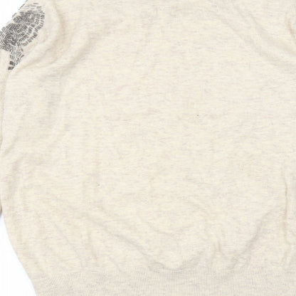 Derby Womens Beige Round Neck  Nylon Pullover Jumper Size L