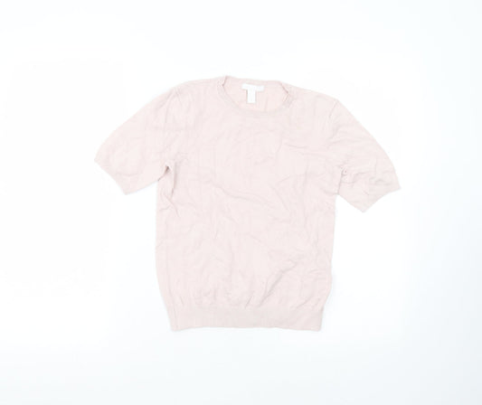 H&M Womens Pink  Viscose Basic T-Shirt Size XS Round Neck