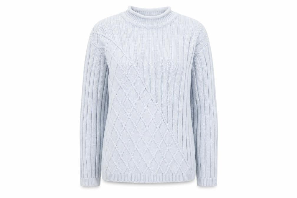 Olsen Womens Blue Round Neck  Cotton Pullover Jumper Size 10