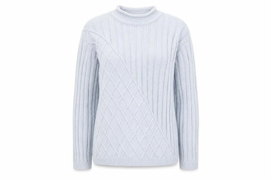 Olsen Womens Blue Round Neck  Cotton Pullover Jumper Size 10