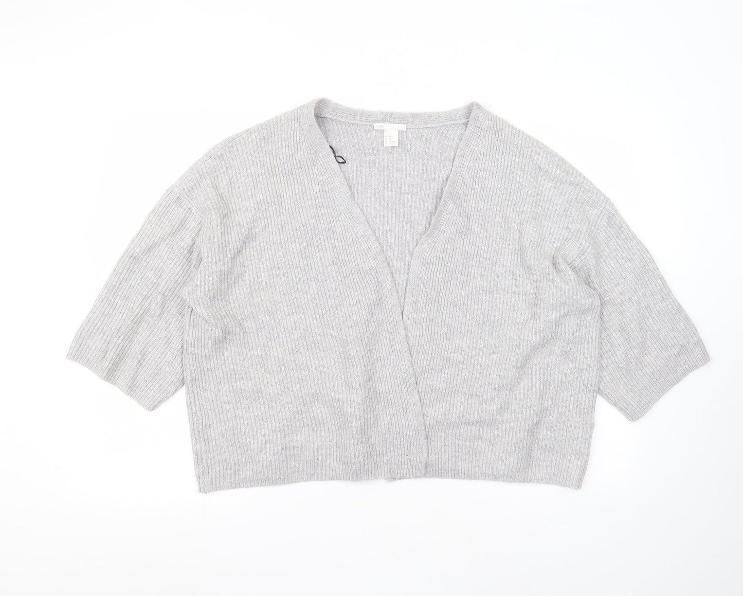 H&M Womens Grey V-Neck  Acrylic Cardigan Jumper Size XS