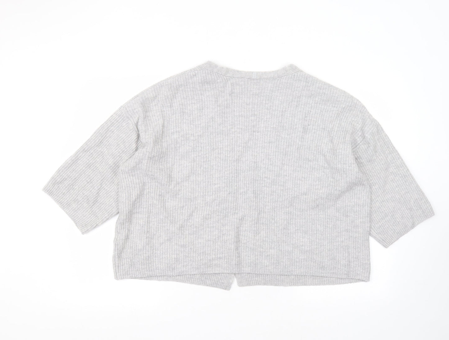 H&M Womens Grey V-Neck  Acrylic Cardigan Jumper Size XS