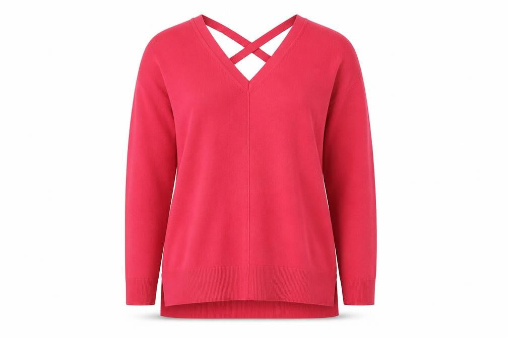 Matalan Womens Pink V-Neck  Acrylic Pullover Jumper Size L