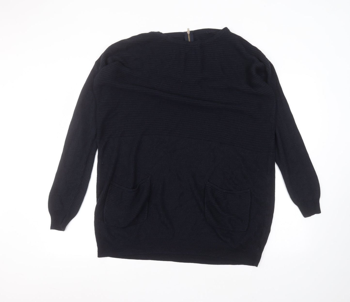 George Womens Blue Round Neck  Acrylic Pullover Jumper Size M