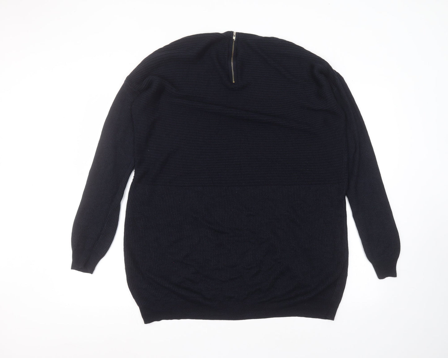 George Womens Blue Round Neck  Acrylic Pullover Jumper Size M