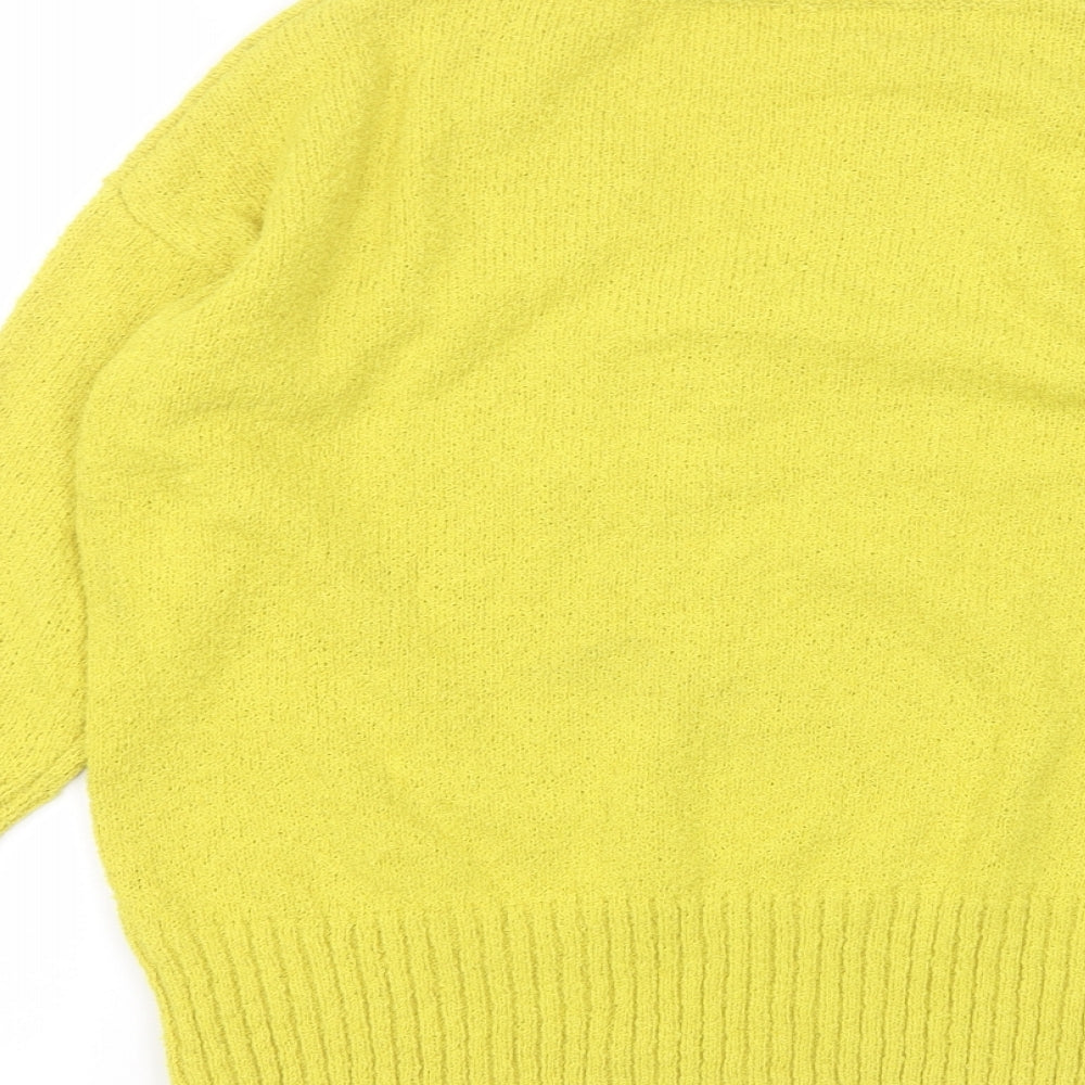 TU Womens Yellow Round Neck  Polyester Pullover Jumper Size 8