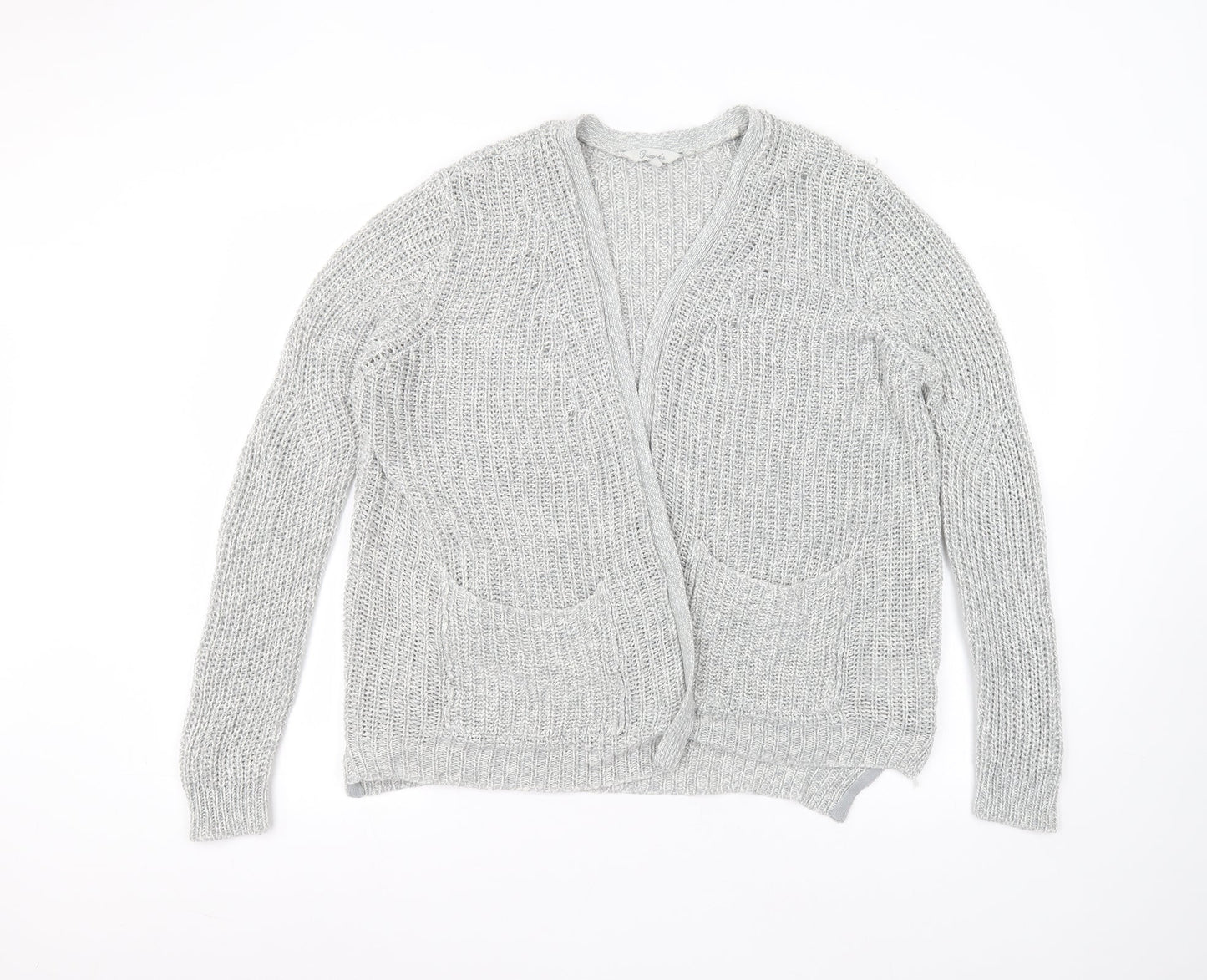 Peacocks Womens Grey Round Neck  Acrylic Cardigan Jumper Size M