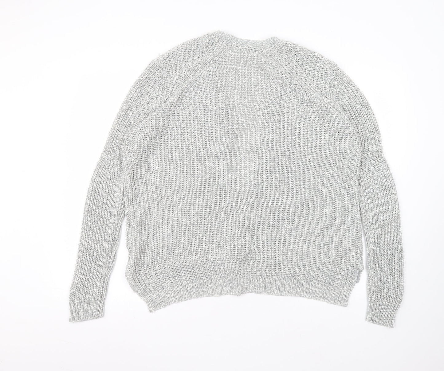 Peacocks Womens Grey Round Neck  Acrylic Cardigan Jumper Size M