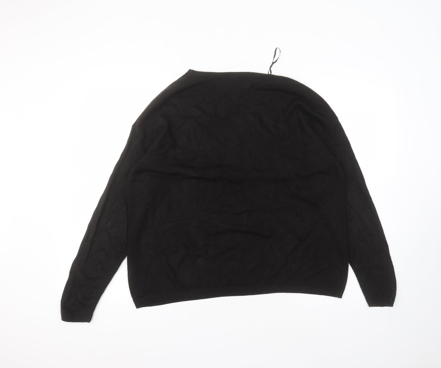 Very Womens Black  Acrylic Basic T-Shirt Size 16 Round Neck