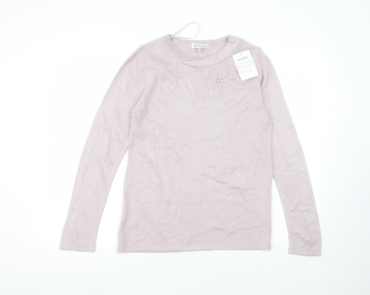 fay louise Womens Pink  Acrylic Basic T-Shirt Size S Round Neck