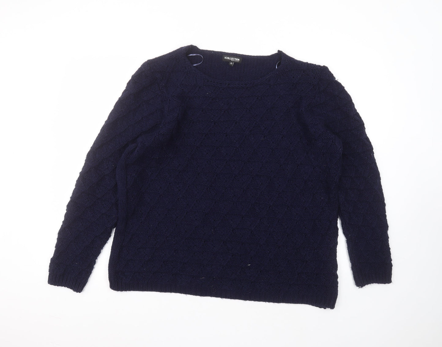 Debinhams Womens Blue Round Neck  Acrylic Pullover Jumper Size 20