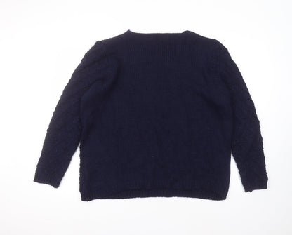Debenhams Womens Blue Round Neck  Acrylic Pullover Jumper Size 20