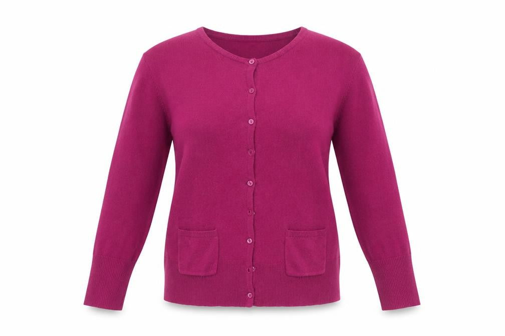 Ann McCarthey Womens Pink Round Neck  Acrylic Cardigan Jumper Size L