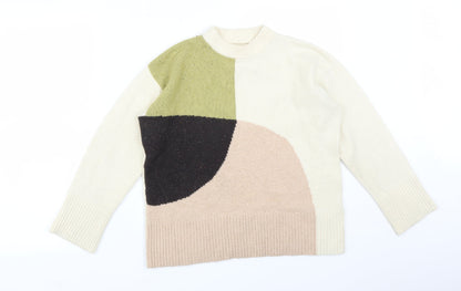 Marks & Spencer Womens Multicoloured Colourblock Cotton Pullover Sweatshirt Size 10