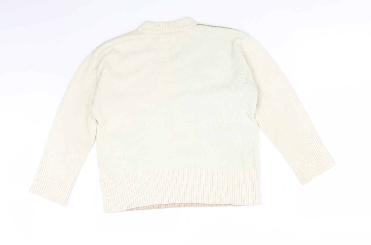 M&S Womens Multicoloured Colourblock Cotton Pullover Sweatshirt Size 10
