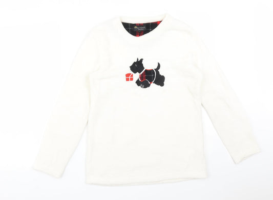 CAUTHUMN FAITH Womens White Solid Polyester  Pyjama Top Size S   - DOG