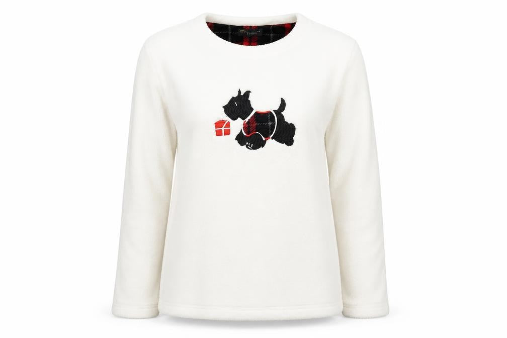 CAUTHUMN FAITH Womens White Solid Polyester  Pyjama Top Size S   - DOG