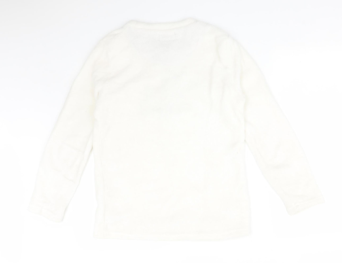 CAUTHUMN FAITH Womens White Solid Polyester  Pyjama Top Size S   - DOG