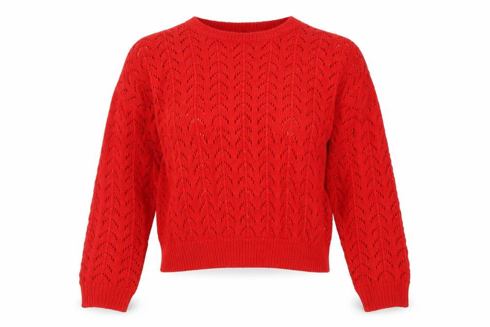 H&M Womens Red Geometric Acrylic Pullover Sweatshirt Size M
