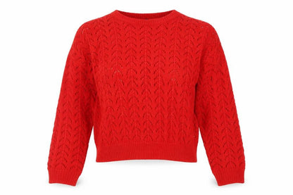 H&M Womens Red Geometric Acrylic Pullover Sweatshirt Size M
