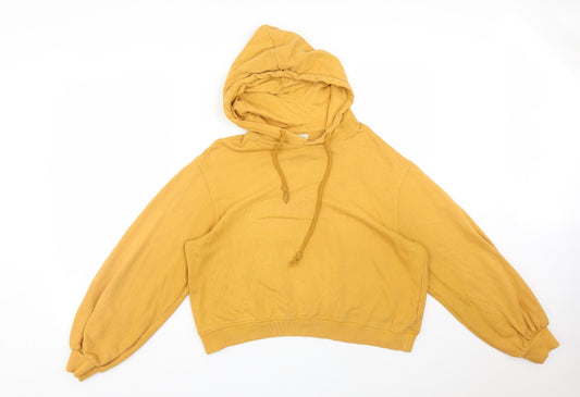 Pull&Bear Womens Yellow  Cotton Pullover Hoodie Size M