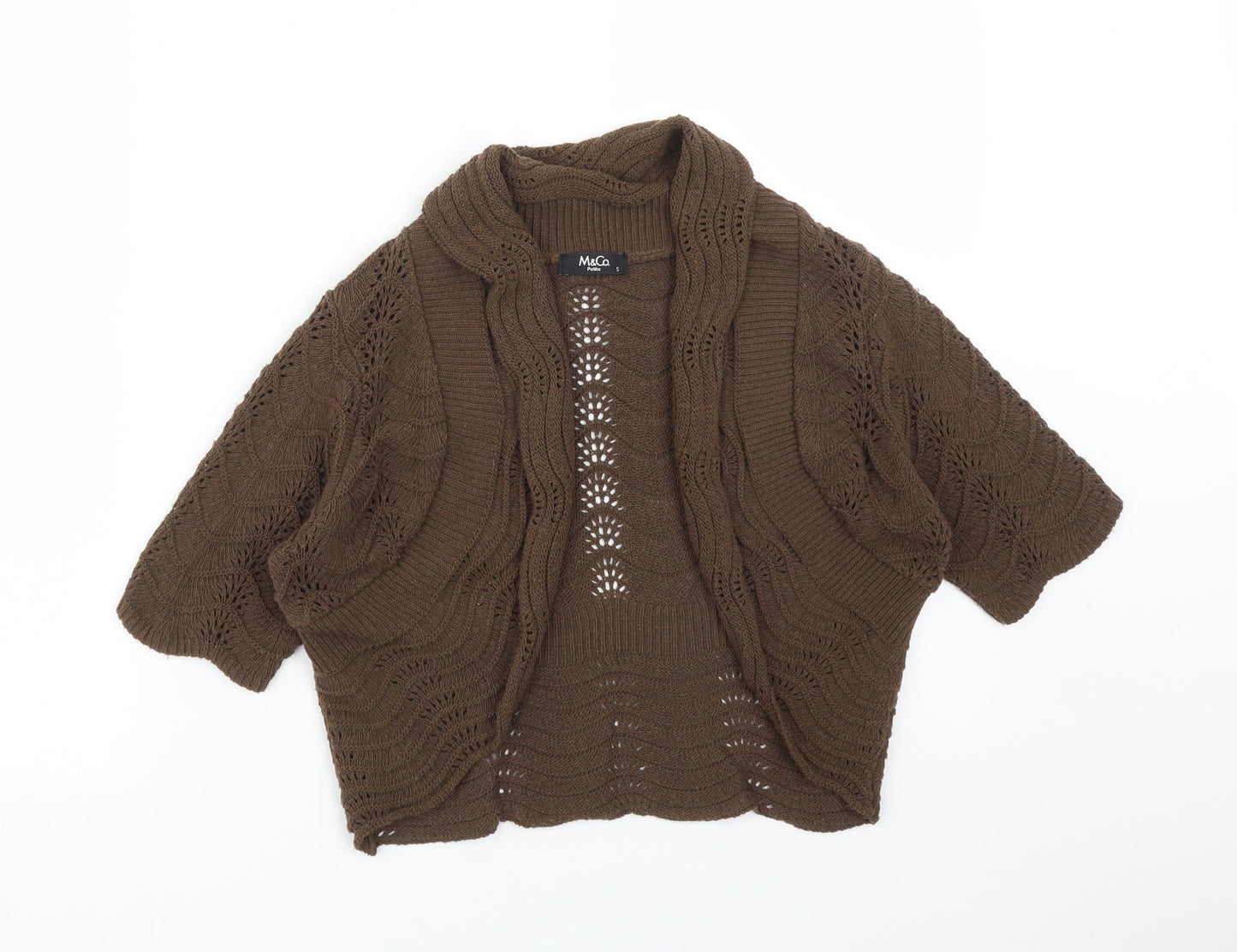 M&Co Womens Brown  Geometric Cotton Pullover Jumper Size S