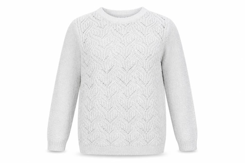 Damart Womens Grey Geometric Acrylic Pullover Sweatshirt Size 20