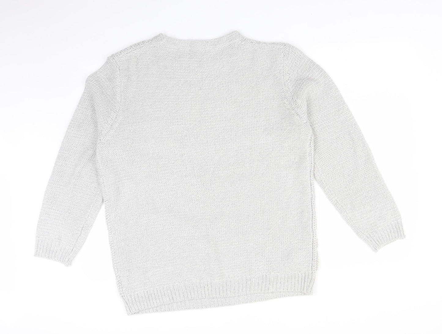 Damart Womens Grey Geometric Acrylic Pullover Sweatshirt Size 20