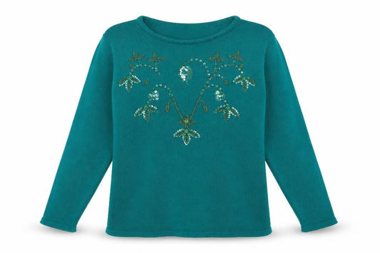 BEAU MONDE Womens Green  Acrylic Pullover Sweatshirt One Size