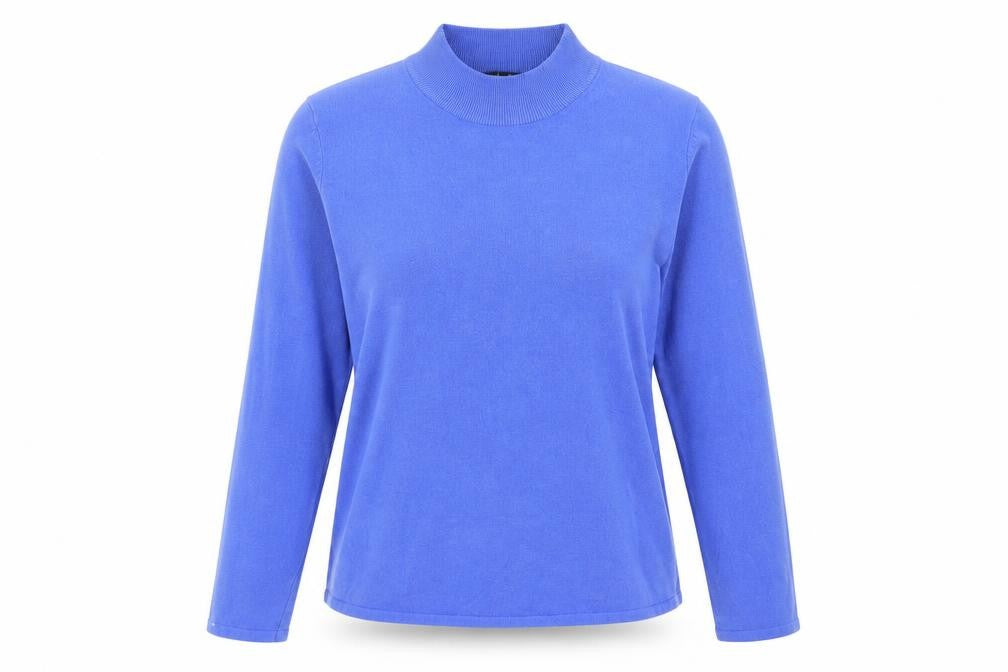 Bonmarché Womens Blue Acrylic Basic T-Shirt Size 18 Mock Neck