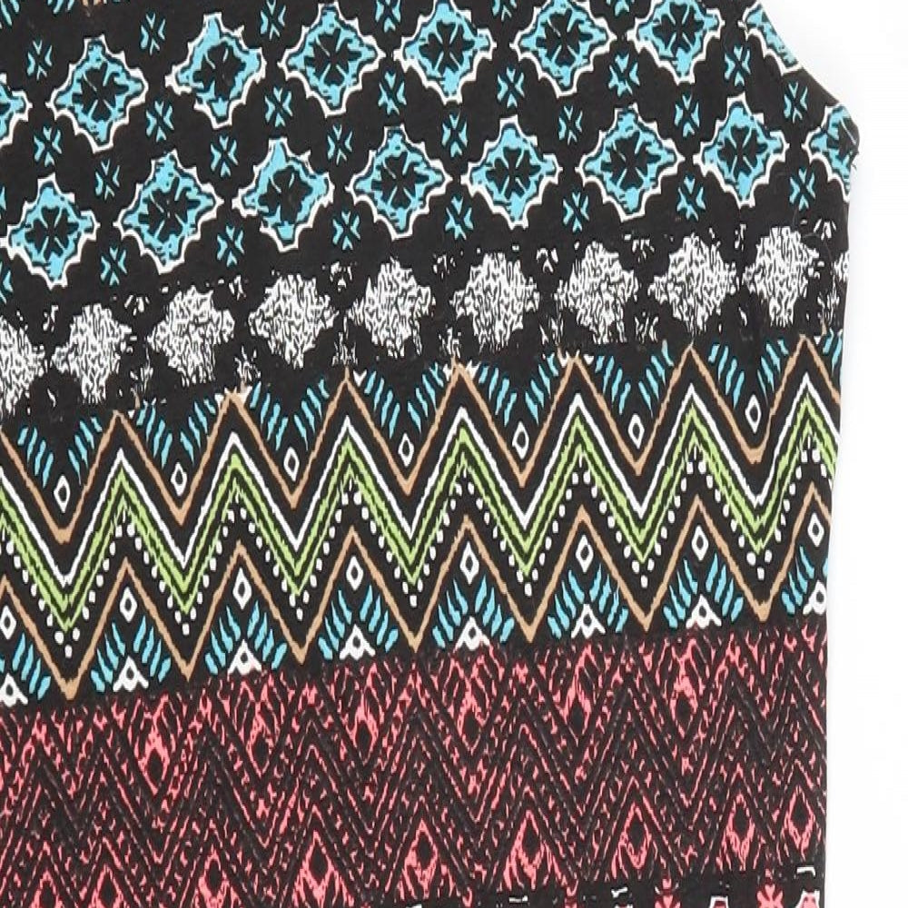 Atmosphere Womens Multicoloured Geometric Cotton Pencil Dress  Size 10  Round Neck