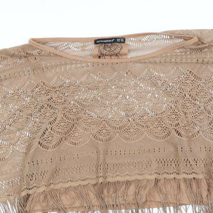 Atmosphere Womens Brown  Polyester Basic Blouse Size 12 Round Neck