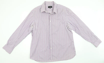 Autograph Mens Blue Striped Cotton  Button-Up Size XL Collared
