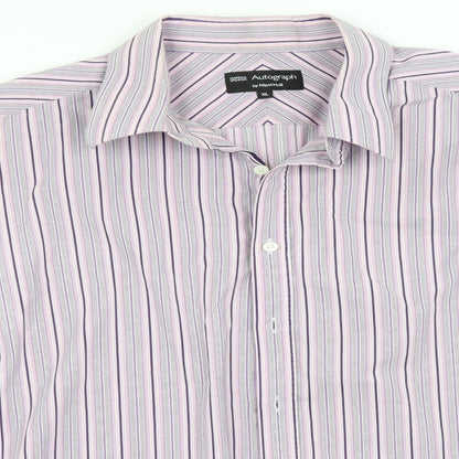 Autograph Mens Blue Striped Cotton  Button-Up Size XL Collared