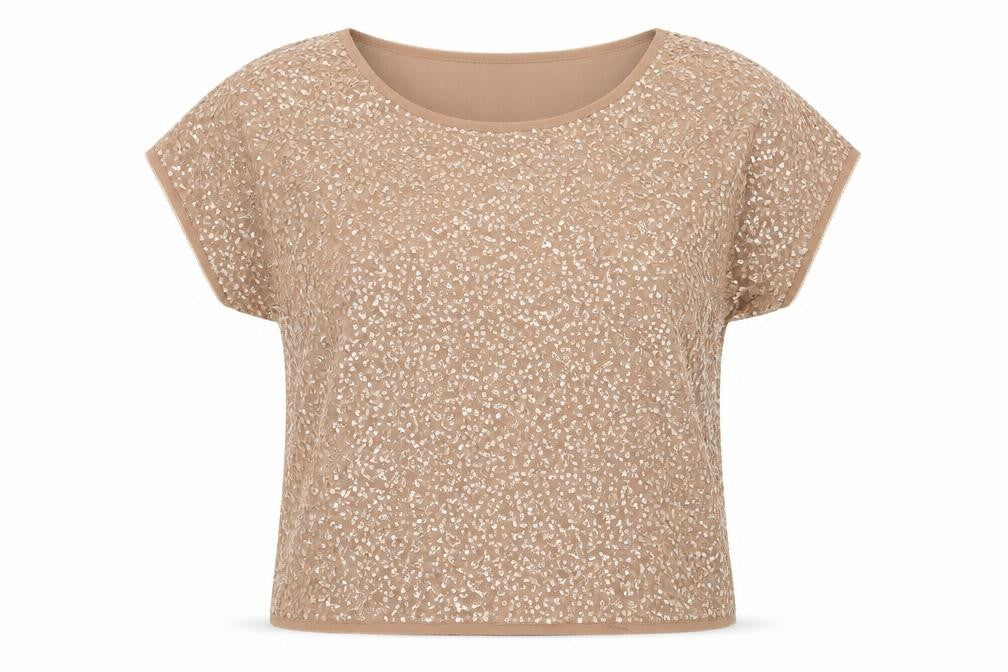 H&M Womens Brown  Polyester Basic Blouse Size L Round Neck