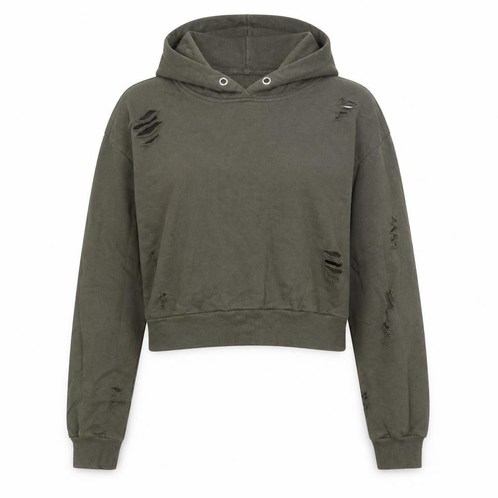 Select Womens Green  Cotton Pullover Hoodie Size 8   - Distressed