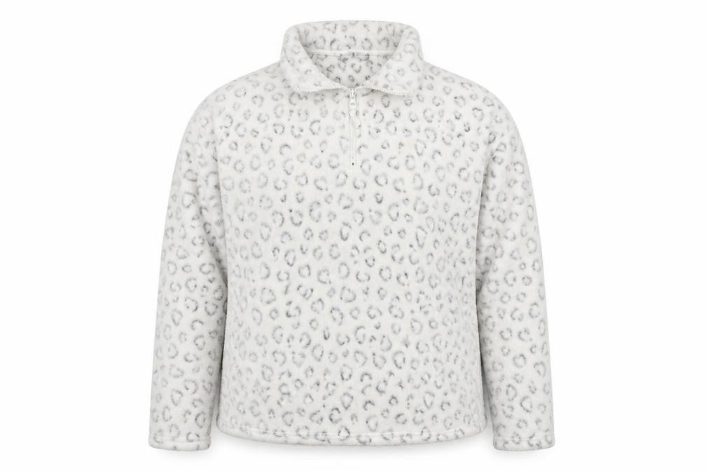 New Look Womens White Collared Animal Print Polyester Pullover Jumper Size 14