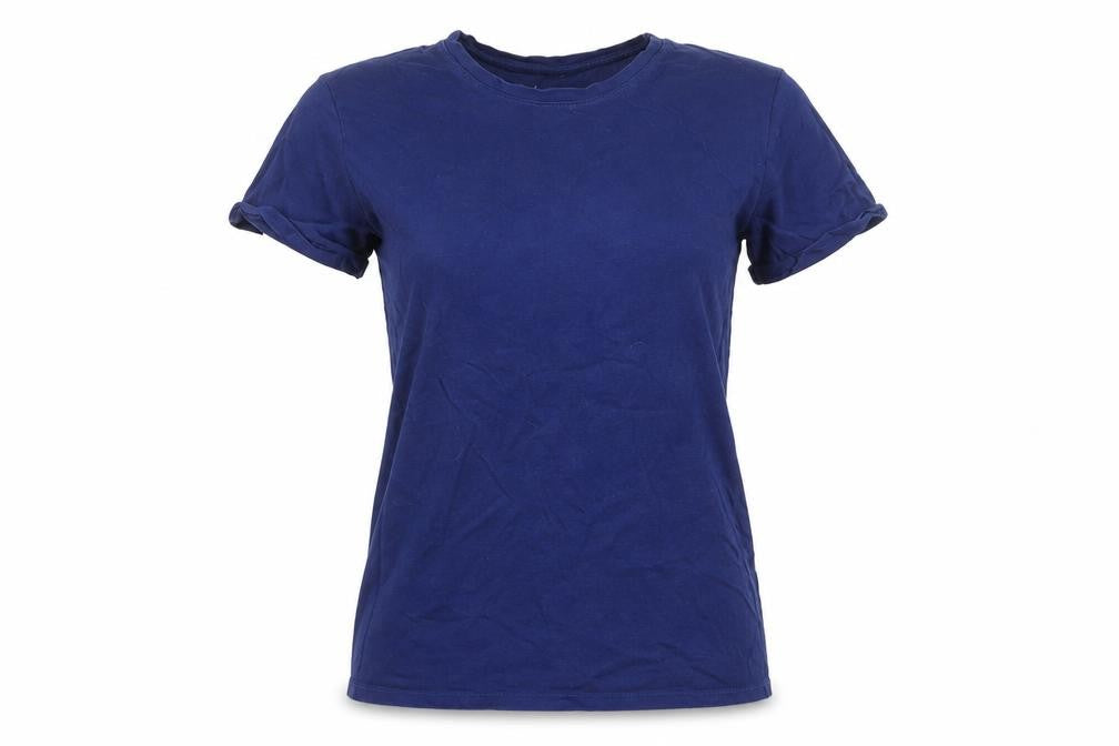 FSBN Womens Blue  Cotton Blend Basic T-Shirt Size M Round Neck