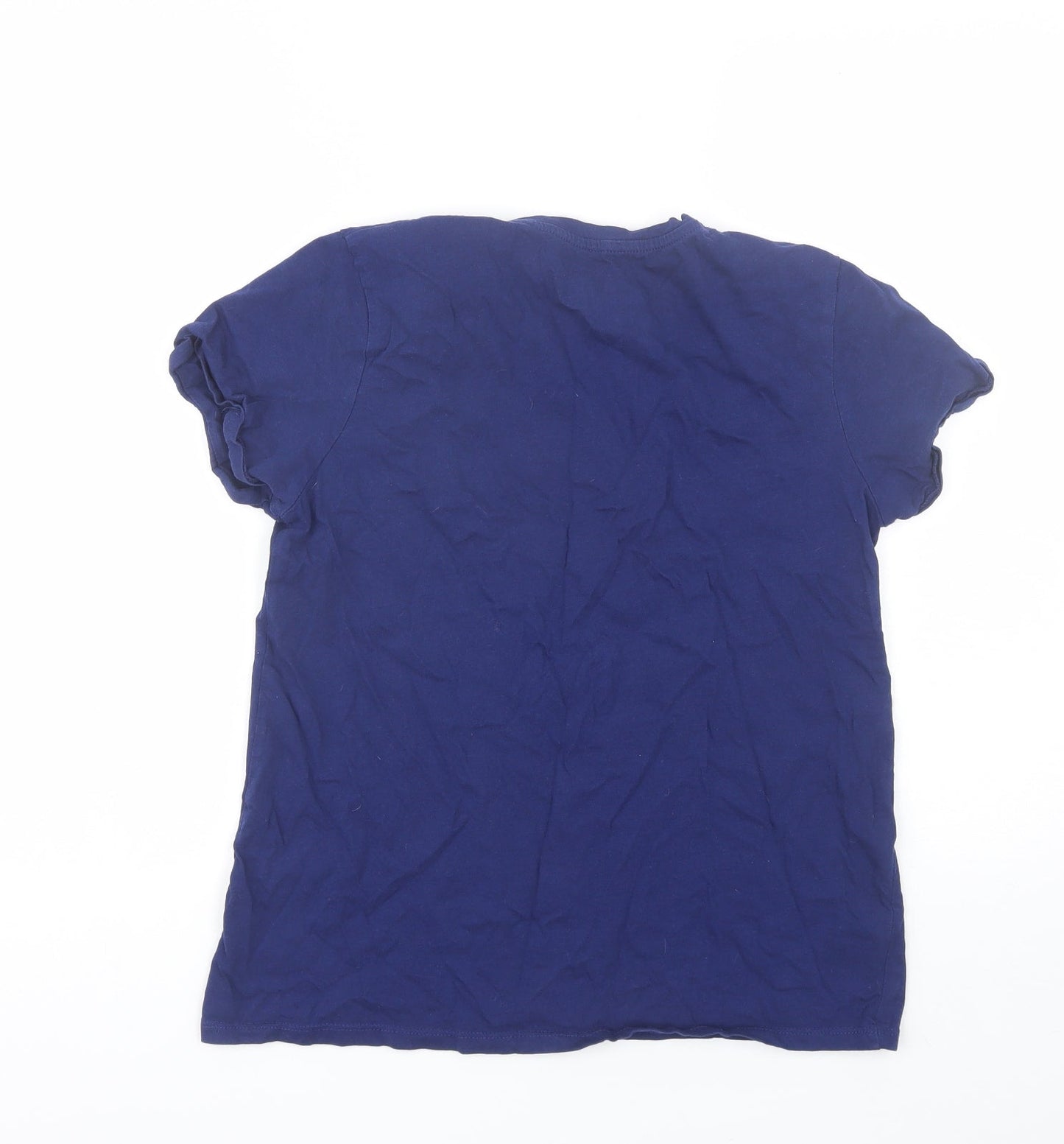 FSBN Womens Blue  Cotton Blend Basic T-Shirt Size M Round Neck