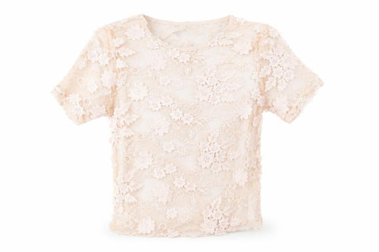 New Look Womens Pink Floral Polyamide Basic Blouse Size 8 Round Neck