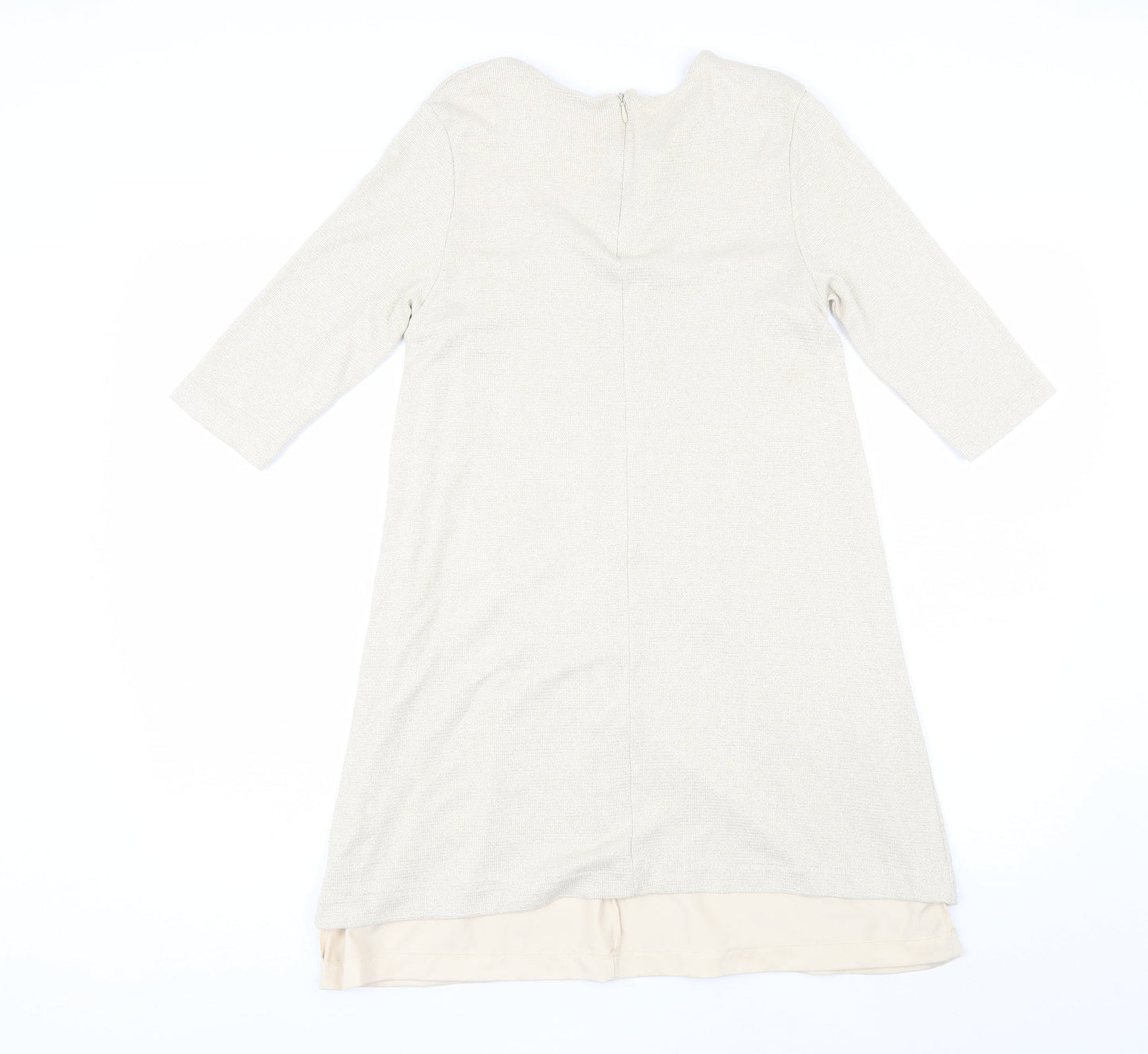 Zara Womens Beige  Viscose Shift  Size M  Round Neck