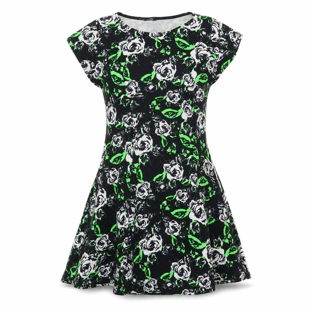 Select Womens Green Floral Polyester Shift  Size 8  Round Neck