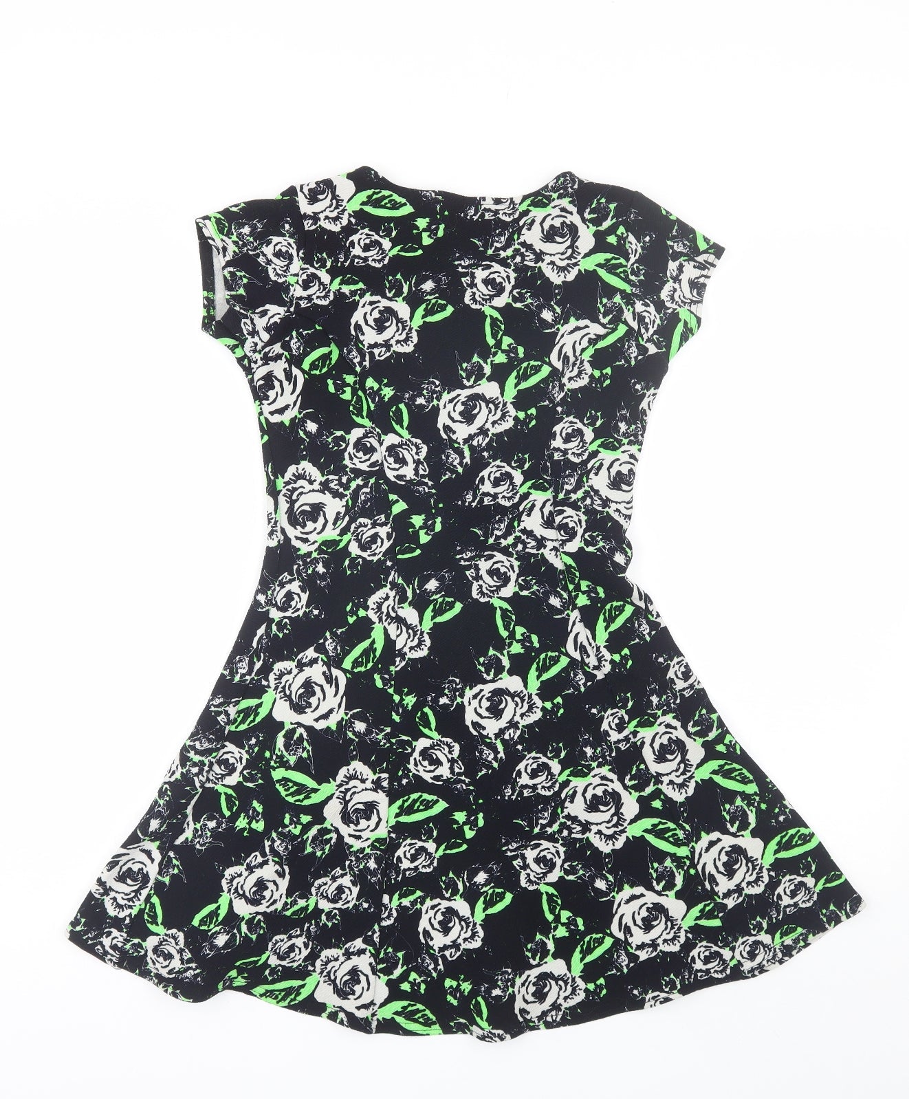 Select Womens Green Floral Polyester Shift  Size 8  Round Neck