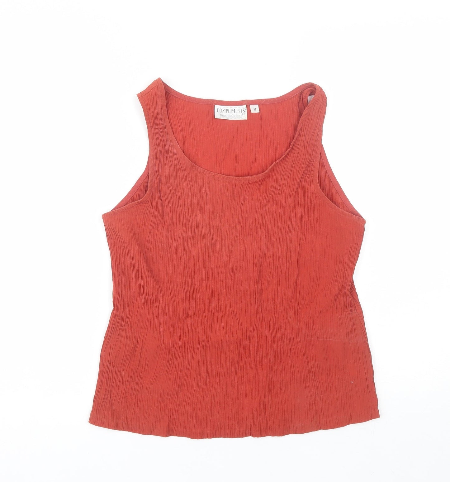Compliments Womens Red  Polyester Basic Blouse Size M Round Neck