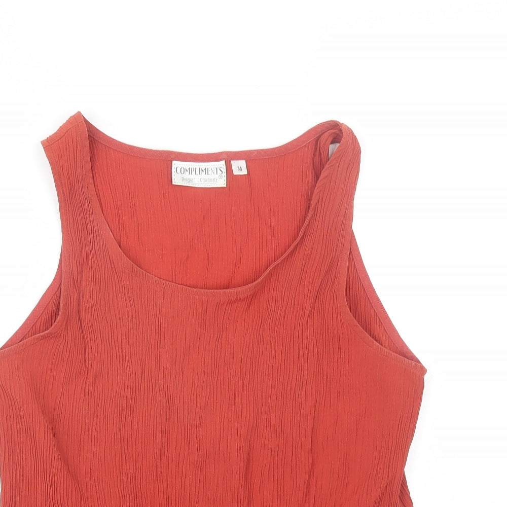 Compliments Womens Red  Polyester Basic Blouse Size M Round Neck