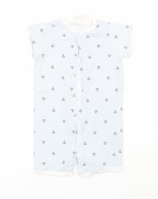 H&M Baby Blue Striped Cotton Babygrow One-Piece Size 18-24 Months   - Anchor